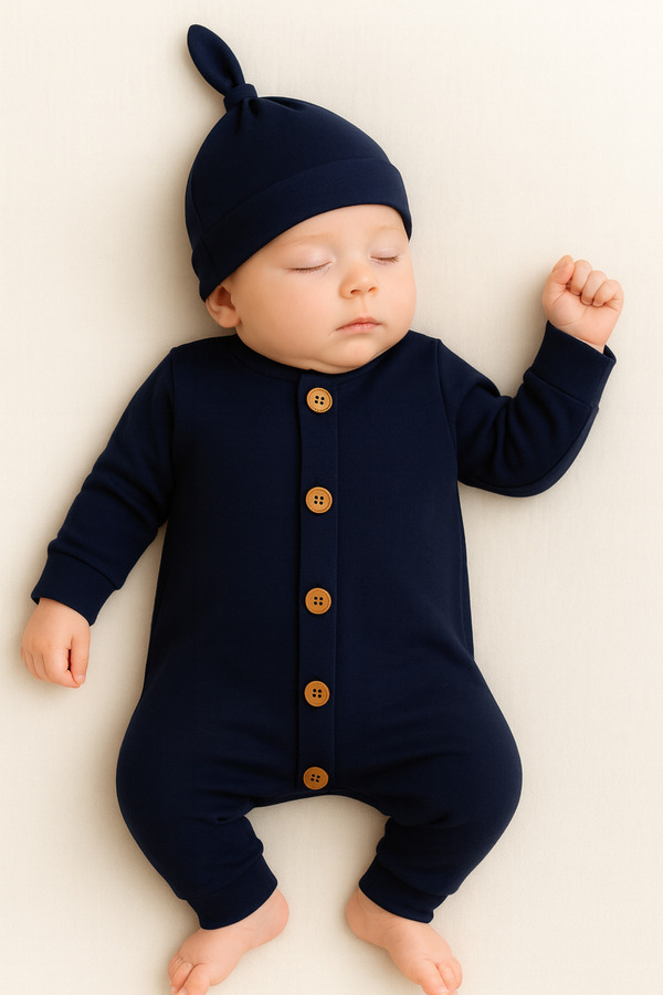 Oz Baby Mevsimlik %100 Pamuk Bereli Bebek Tulum Takım - Yeni Sezon Unisex