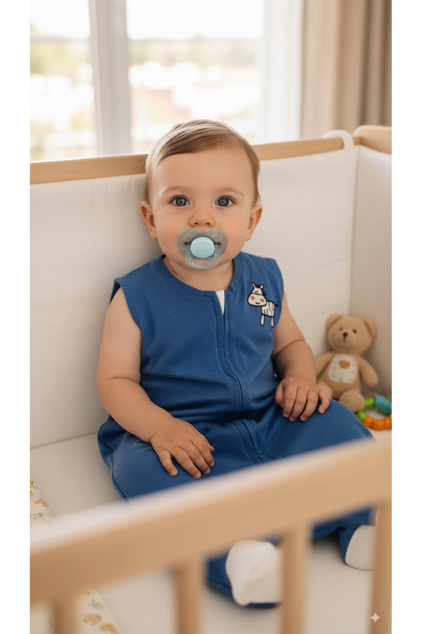 yorni Zebra, Mevsimlik, Ribana %100 Pamuk, Bebek Ayaklı Uyku Tulumu, 1 TOG