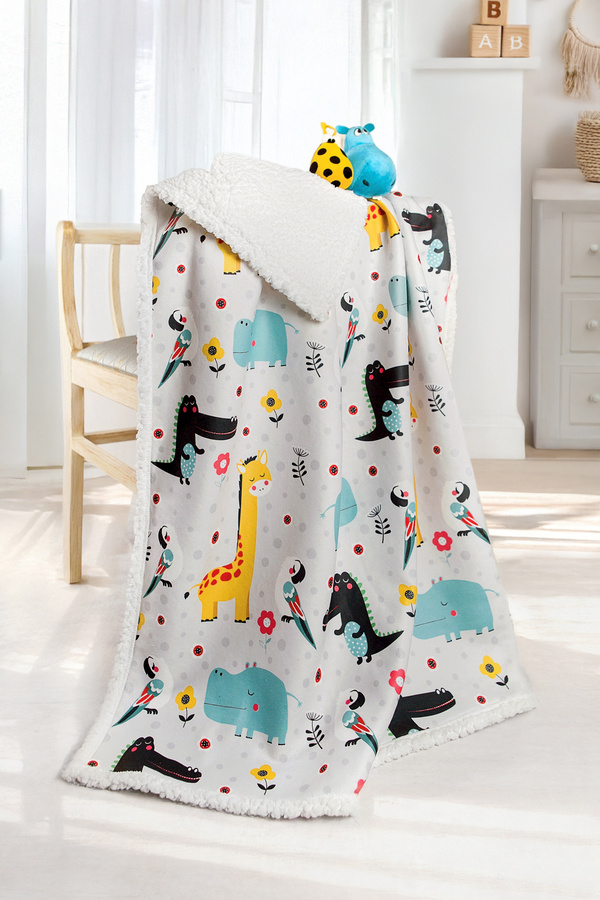 HAMUR Fluffy Bebek Battaniyesi 80x100 Cm Animal Kundak Puset Çift Taraflı Koyun Tüyü Battaniye 100x80