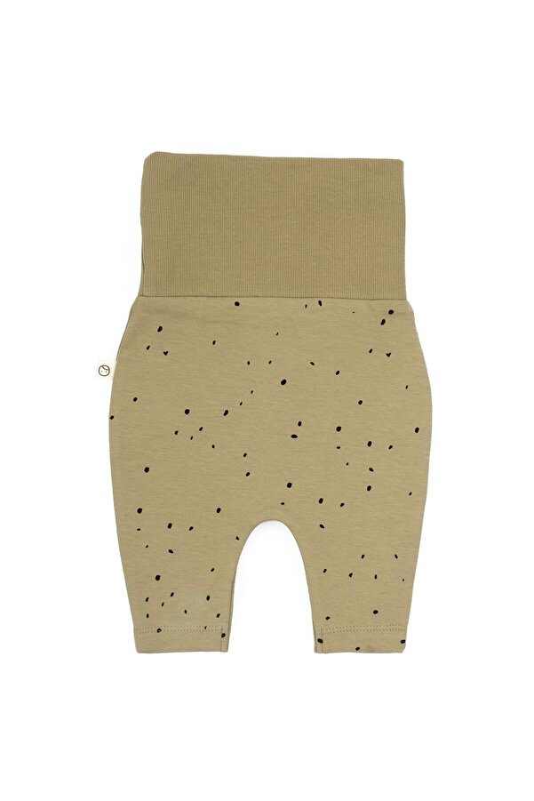 Little Gusto Yüksek Bel Pantolon Bebek Cosmos Haki Organik Pamuk
