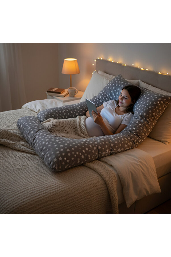 OMZ Şekilli Tam Vücut Yastığı Çıkarılabilir Kılıflı Hamile Yastığı