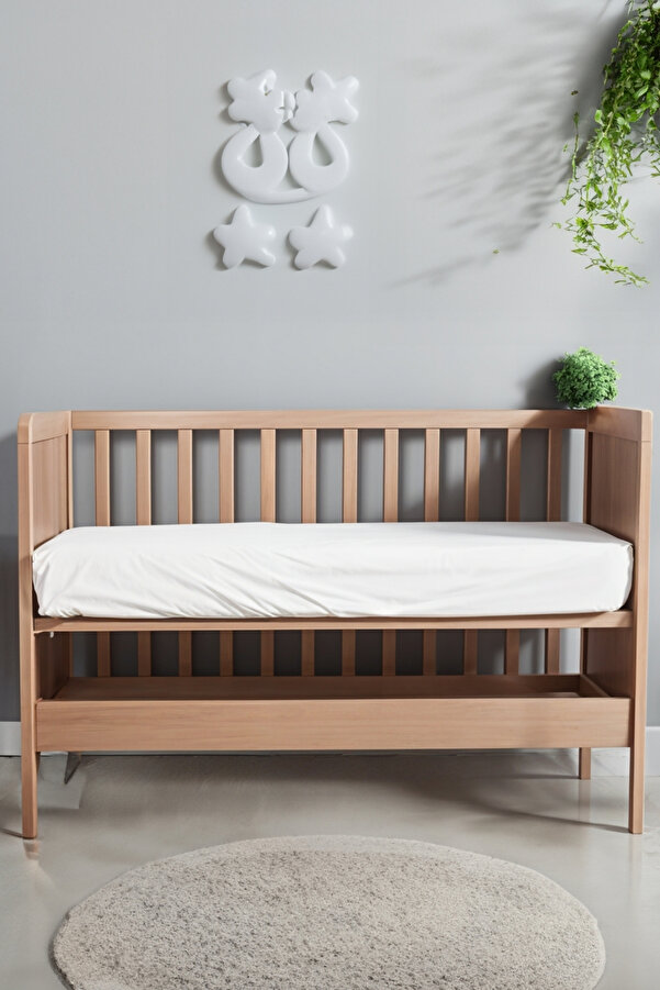 SYDNEY %100 Doğal Pamuk Penye Bebek Lastikli Çarşaf 70x140 Cm Park Yatak Uyumlu Çocuk Lastikli Çarşaf Beyaz