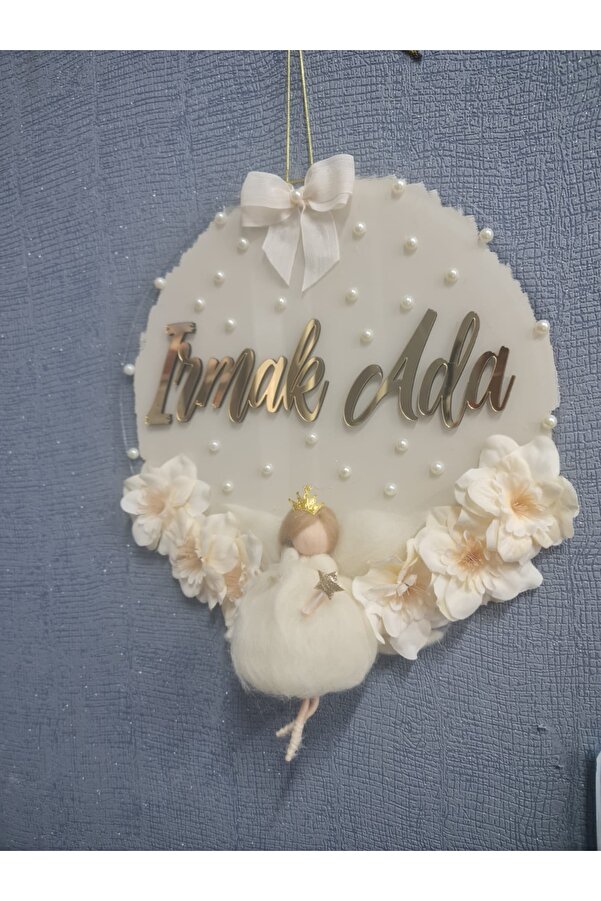 buketiket Boyalı Pleksi Peri Kızı Çiçekli Hastane Bebek Çocuk Odası Kapı Duvar Süsü