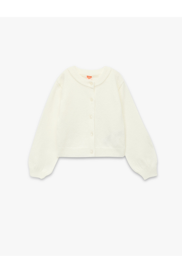 Koton Uzun Kollu Düğme Detaylı Bisiklet Yaka Basic Triko Hırka