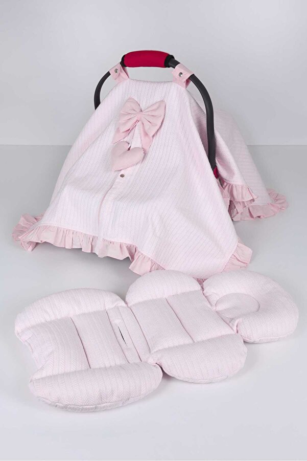 Umaybebek Puset Örtüsü, Puset Minderi, 2 Parça, Örgü pike, %100 pamuk kumaş, Seyahat arkadaşı - Bel Destekli