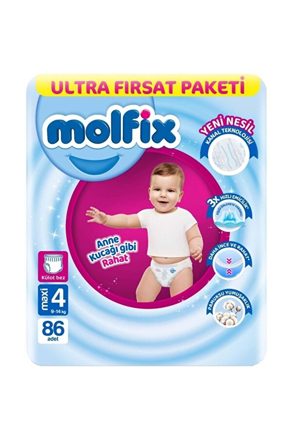 Molfix Külot Bez Ultra Fırsat Paketi 4 Beden 9-14 Kg 86 Adet