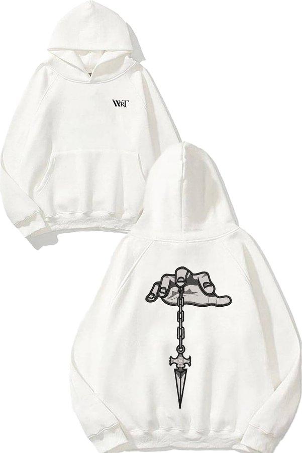 THEWERT Kurapika Chain Design Back Printed White Hooded Sweatshirt