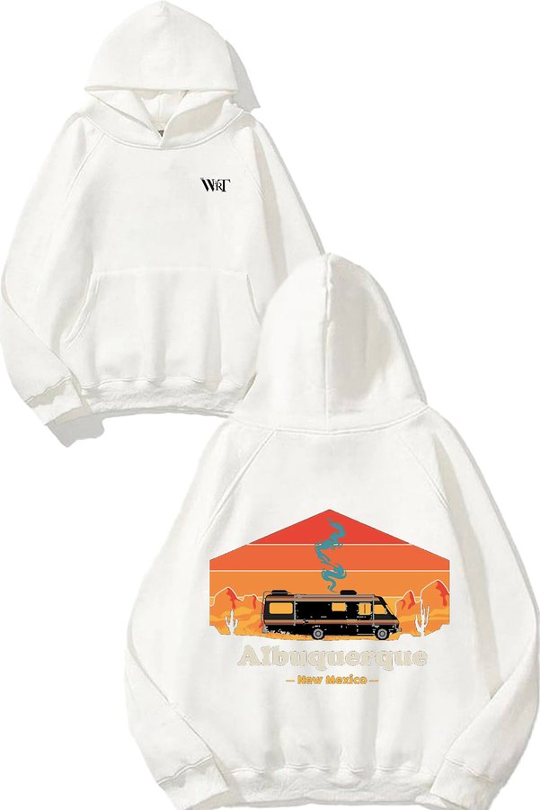 THEWERT Albuquerque Breaking Bad Design Back Printed White Hooded Sweatshirt