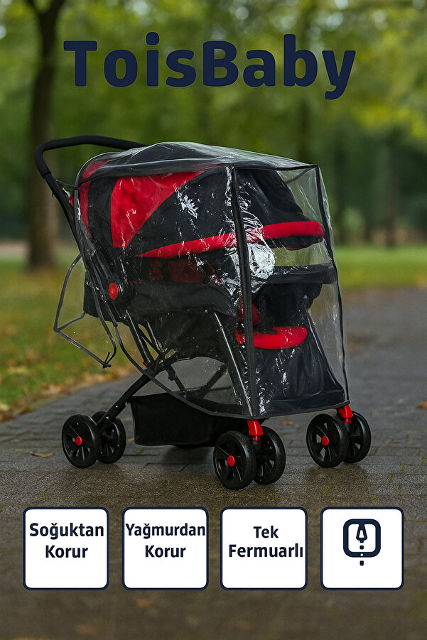 Malzek Tek Fermuarlı Bebek Arabası Yağmurluğu