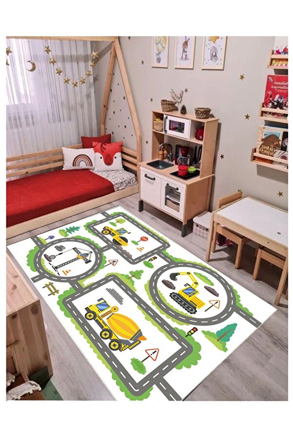 STY Home Trafik Çocuk Oyun Halısı Kaymaz Makinede Yıkanabilir Eğitici Bebek Ve Çocuk Odası Halısı Oyun Matı