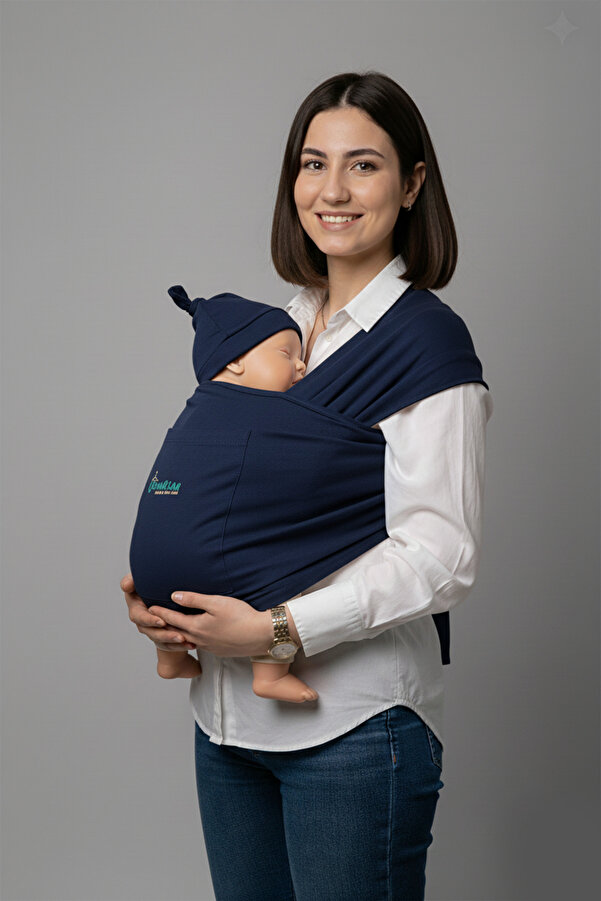 Çocuksan Baby&Kids Wear Anne-bebek Konforu Için Cepli Lacivert Bebek Taşıma Anakucağı – Pratik Ve Şık Sling Tasarım
