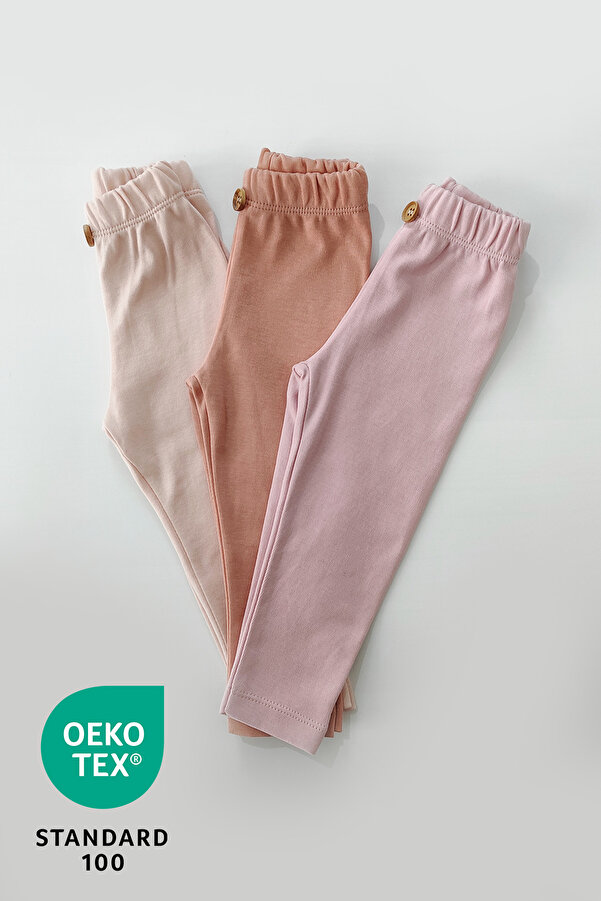 Luppinos Candy 3lü %100 Pamuk Bebek Tayt Pantolon Set