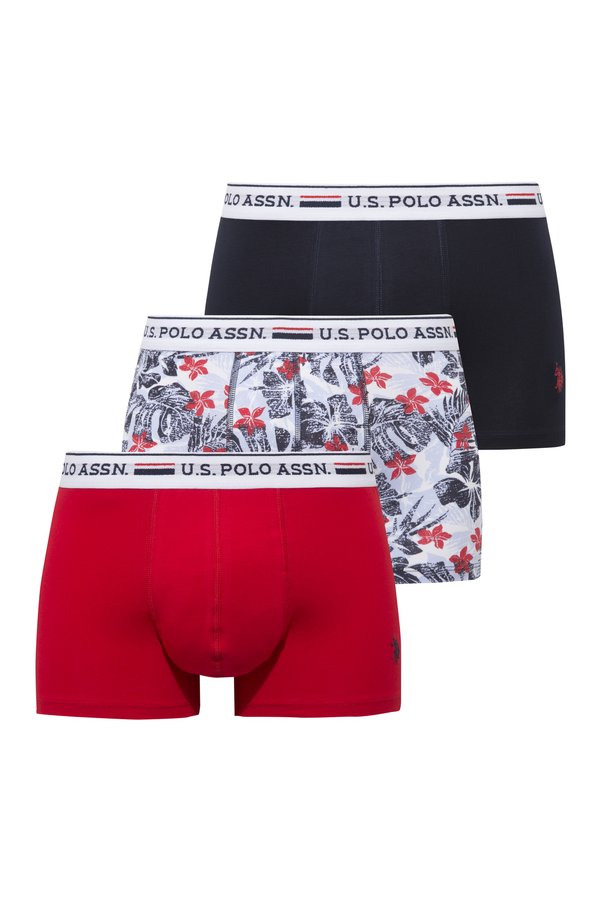 U.S. Polo Assn. Navy Blue - Red - Printed 3-Pack Boxer Briefs