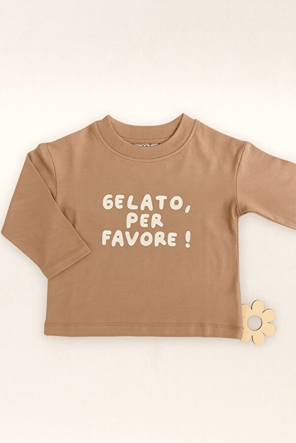 Luna Kids Store Slogan Baskılı Pamuk Somon Sweat