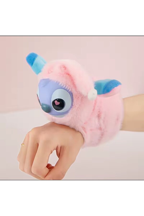 NB market Stitch peluş oyuncak kola takılan model pembe renk müzikli ışıklı ve kuyruğu dönen stich oyuncak