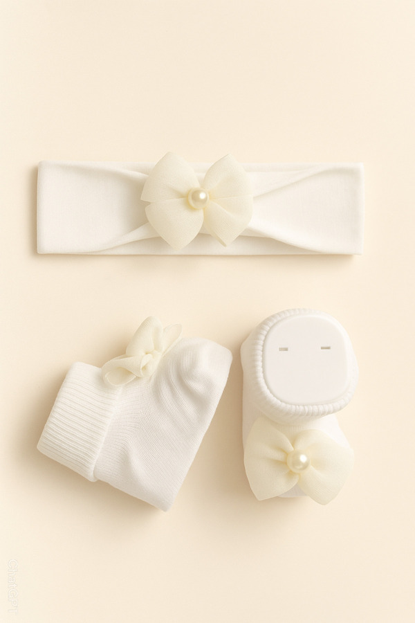 Genel Markalar Fiyonklu Bandana Hediyelik Bebek Çorap Takım 0-2 Yaş