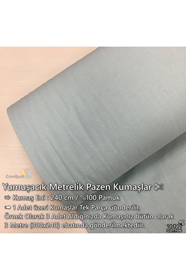 evimrenk Mint Pazen %100 Pamuk Kumaş - Bebek - Nevresim - Battaniye - Hobi - Dikiş