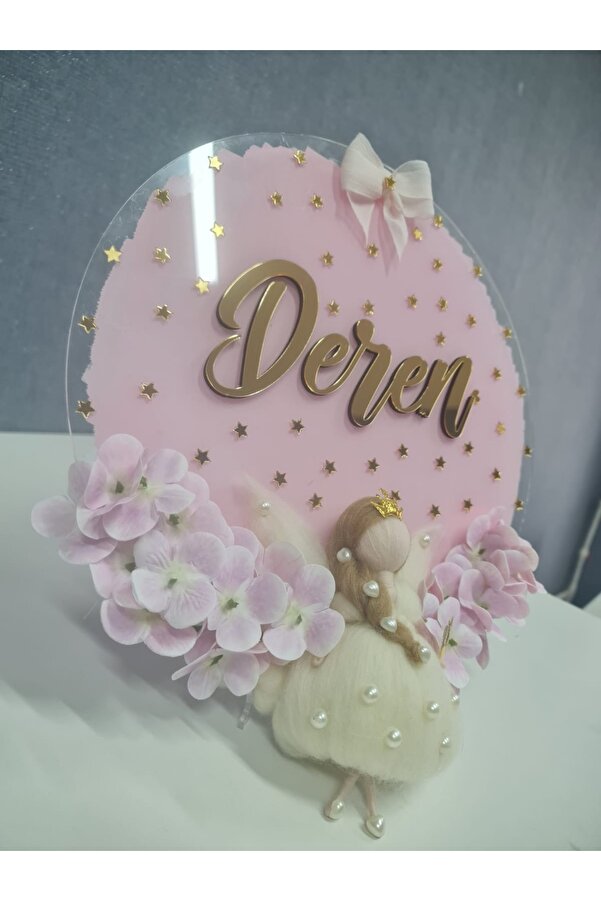 buketiket Pleksi Dekoratif Peri Kızı Bebekli Hastane Yenidoğan Bebek Çocuk Kapı Süsü