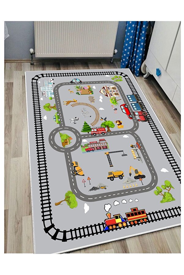 STY Home Trafik Çocuk Halısı Kaymaz Taban Makinede Yıkanabilir Eğitici Bebek Ve Çocuk Odası Halısı Oyun Matı