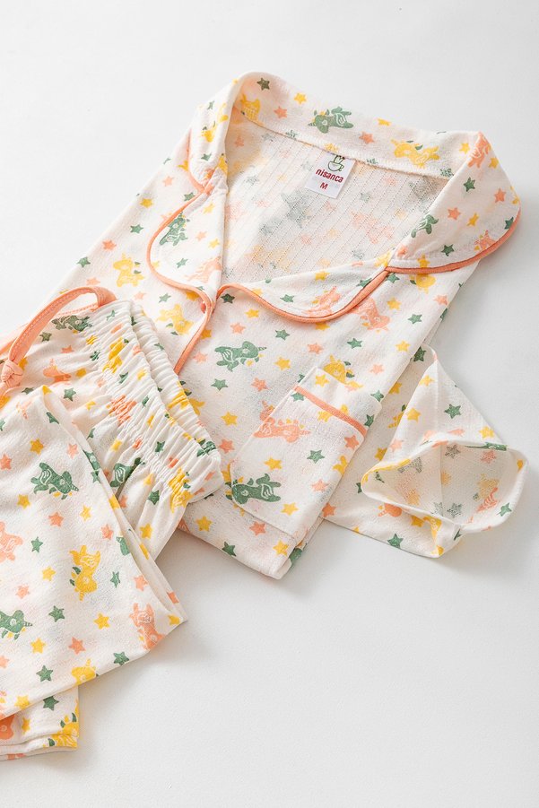 Nisanca Long Sleeve Shirt Collar Women's Pinterest Pajama Set - Transitional Women's Pajamas - Wide Size Range