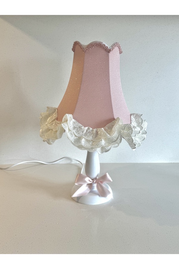 LULUAVİZEM Patentli Elde Yıkanabilir Başlık Simli Pudra Tonu Genç Bebek Çocuk Abajur