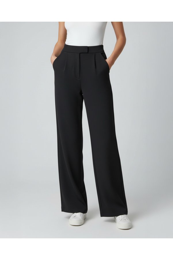 MODA Line Women's Velcro Closure Black Palazzo Pants