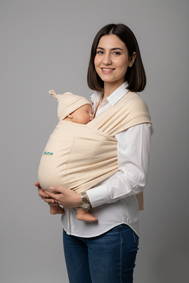 Çocuksan Baby&Kids Wear Anne-bebek Konforu Için Cepli Krem Bebek Taşıma Anakucağı – Pratik Ve Şık Sling Tasarım