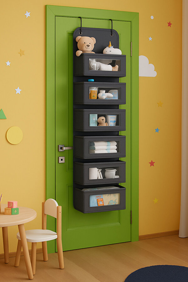 Pazar Kapısı 6 Katlı Kapı Arkası Düzenleyici Raf Bebek Eşyası Çocuk Odası Banyo Organizer