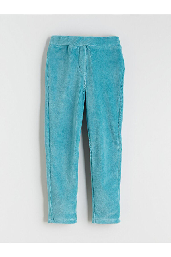 LC Waikiki Turkuaz Beli Lastikli Basic Kız Çocuk Kadife Tayt