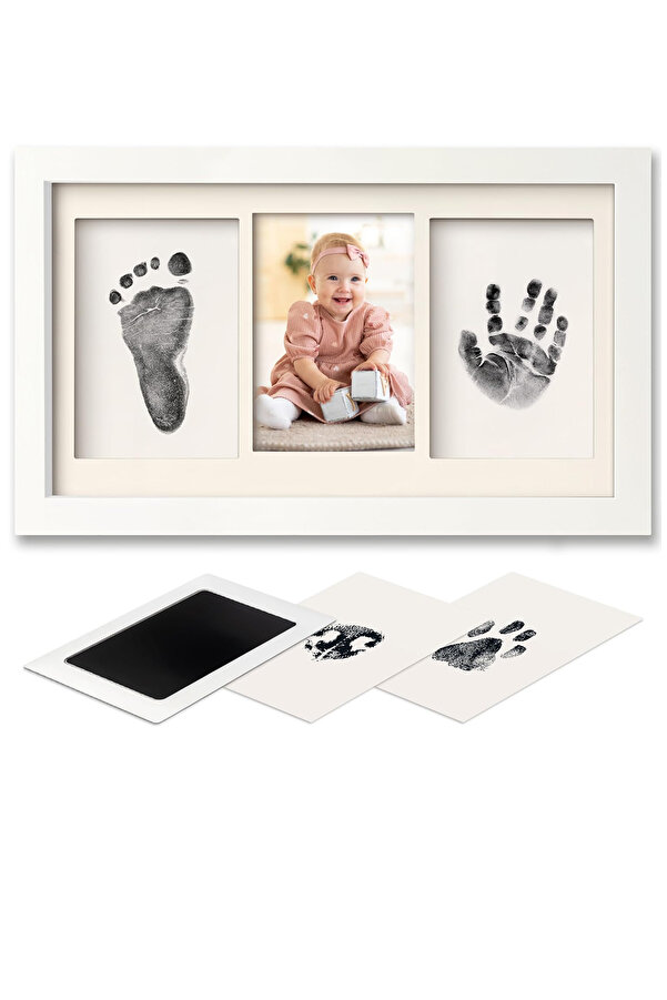 Moky Design Bebek El Ayak İzi Seti, Temassız Mürekkep Baskı Kiti (2 Adet) ve Yenidoğan Hediye Anı Çerçevesi