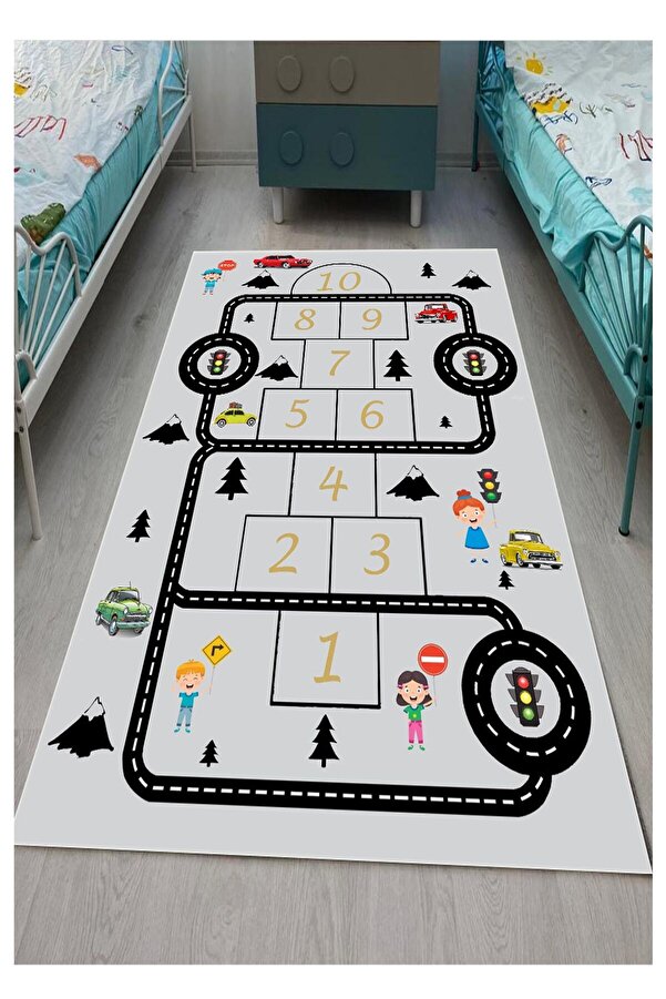 STY Home Trafik Çocuk Oyun Halısı Kaymaz Makinede Yıkanabilir Eğitici Bebek Ve Çocuk Odası Halısı Oyun Matı 2