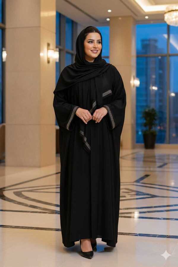 GigiTex Hyjap Abaya Dubai Silk with Swallow Ferace Pul Painted