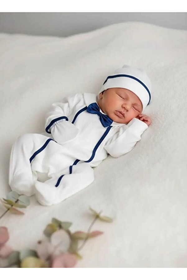 BEBERAZZİ Papyon Temalı Erkek Bebek Yenidoğan Mevlüt Hastane Çıkışı Tulum Set - Lacivert