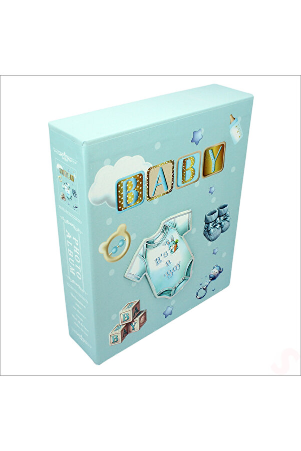 Süsle Baby Party Bebek Fotoğraf Albümü Kutulu, 80 Resimlik - Mavi Tulum