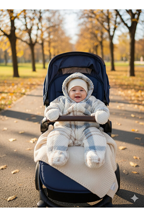 TinyAlp Bayramlık Peluş Kışlık Yumuşacık Ekose Velsoft Kız Erkek Bebek Tulum