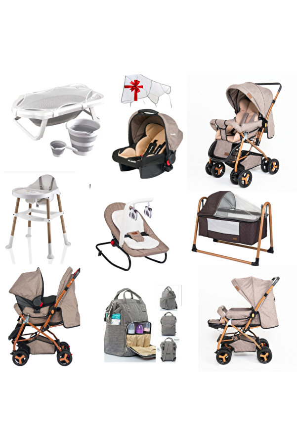 Ünal 12 Parça Çeyiz Seti Bebek Arabası Puset Beşik Anakucağı Mama Sandalyesi KüvetTakımıBebekBakımÇantası