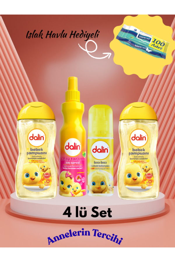 Dalin Bebek Şampuanı 2’li + Kolay Tarama Saç Spreyi + Bıcı Bıcı Kolonya | Islak Havlu Hediyeli