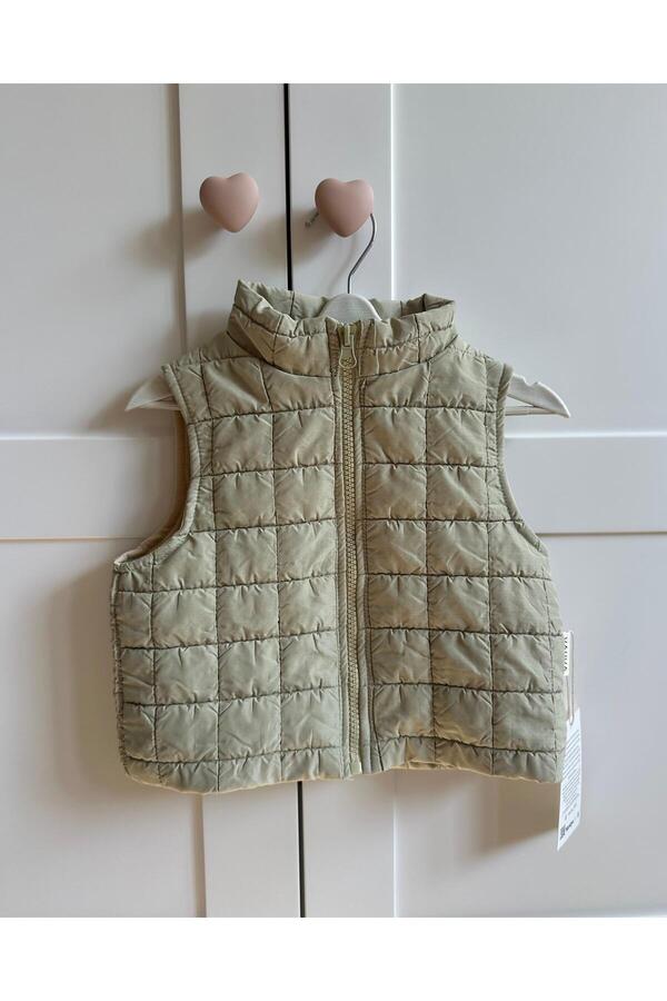 Luna Kids Store Yeşil Fermuarlı Kapitone Yelek