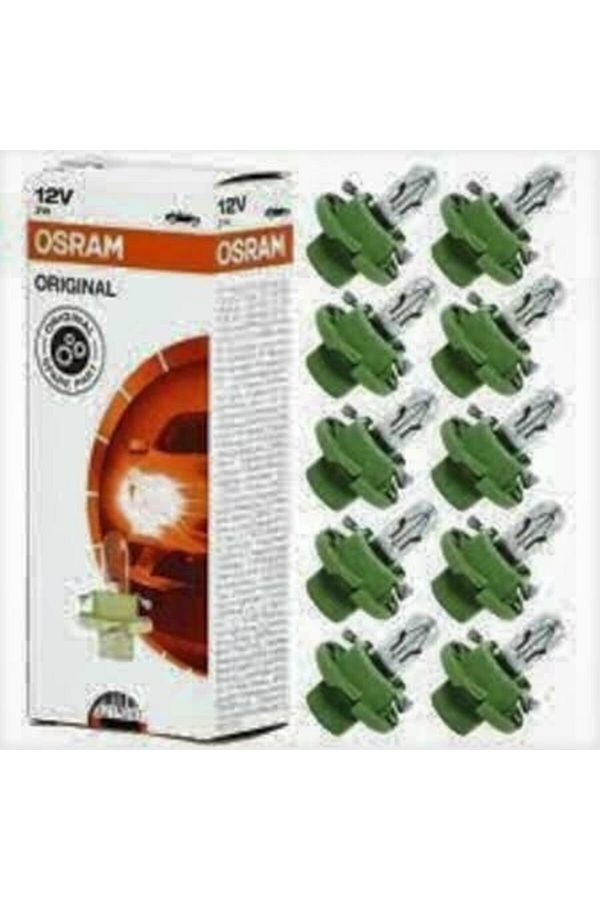 Osram-12v 2w Green Small Plastic Socket Indicator Bulb 10 Pcs 1