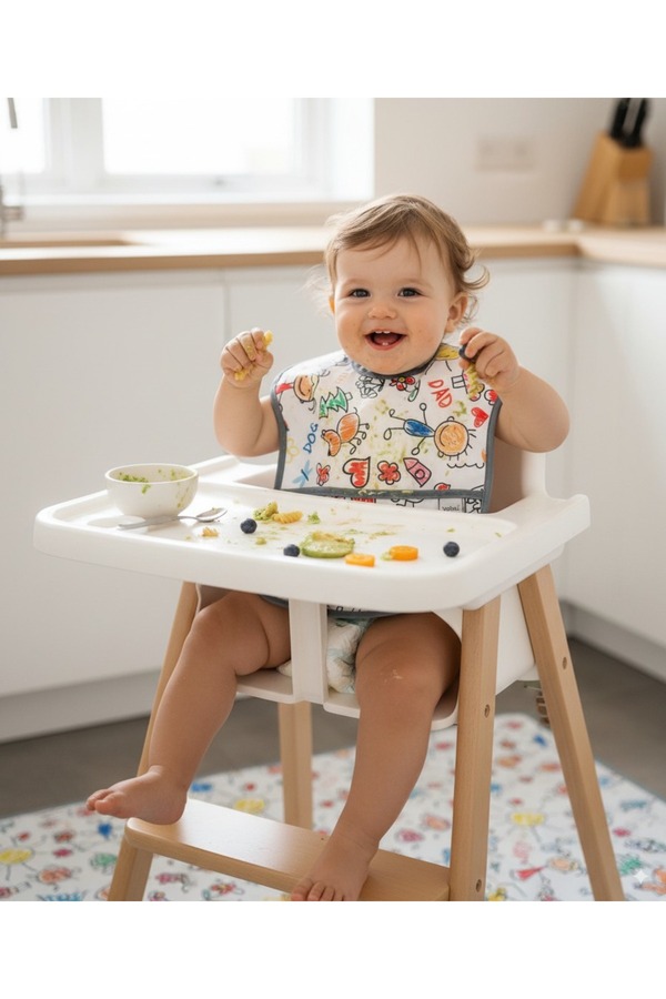 yorni Alt Açma Hediyeli, 6-24ay, Boyundan Cırtlı, Family, Sıvı Geçirmez, Cepli, Yıkanabilir, Bebek Önlüğü