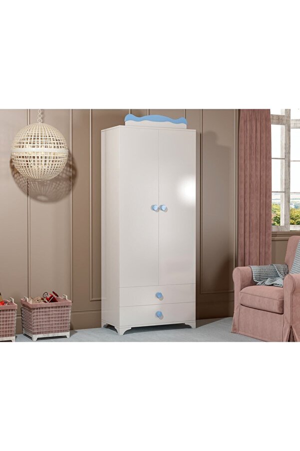 Patiko Furniture Patiko Sahra 058 2 Kapılı Dolap Mavi