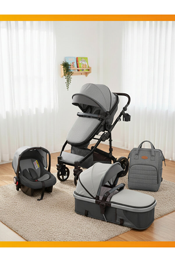 modabebekler Lüks 4’ü 1 Arada Travel Sistem Bebek Arabası Seti – Portbebe, Ana Kucağı, Çanta, Aksesuar