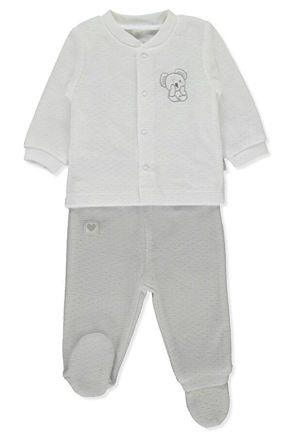 Bebetto KADİFE PATİKLİ PİJAMA TAKIMI 2Lİ (MY LITTLE ONE) GRİ