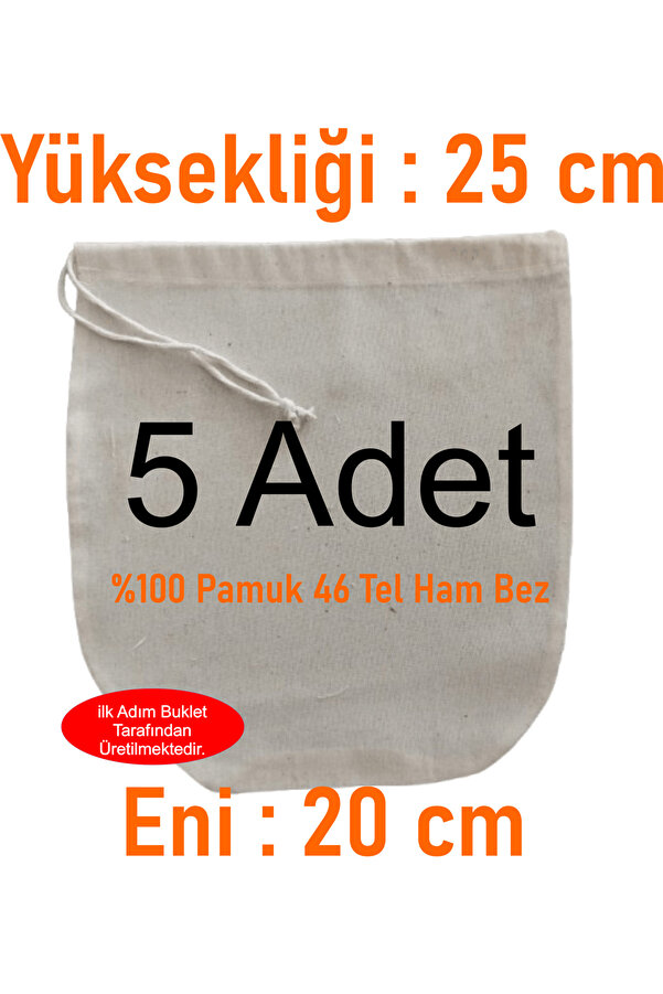 ilkadimbuklet 5 Adet 20 x 25 cm Organik Pamuk Süzme Kesesi , Süt Bezi Çok Amaçlı Süzme Kesesi Süt
