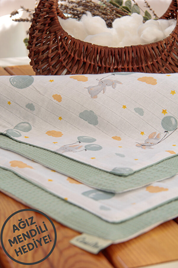 Claria&Nest Çift Taraflı %100 Pamuk Müslin-Pike Bebek Battaniyesi | 85x85cm