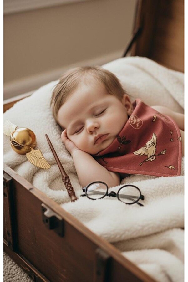 Lumos Trade Bebek %100 Pamuk Çift Katlı Harry Potter Baykuş Hedwig Fular Mama Önlüğü - Salya Önlüğü