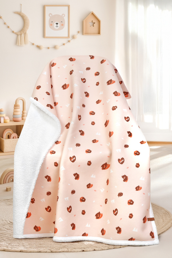 HAMUR Fluffy Bebek Battaniyesi 80x100 Cm Ada Kundak Puset Çift Taraflı Koyun Tüyü Battaniye 100x80