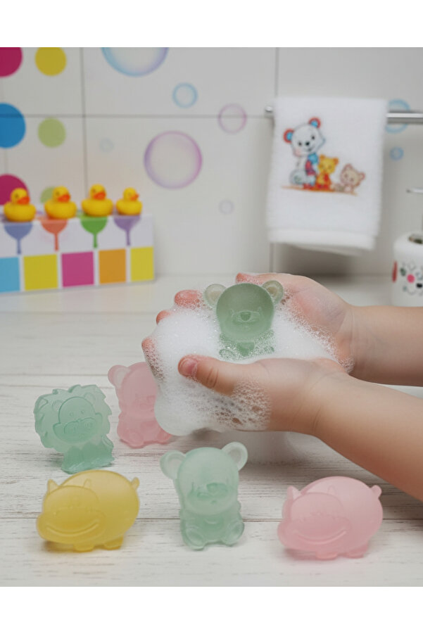 seyora Kumbara Kutulu Hayvan Figürlü Doğal Sabun – Çilek Kokulu El Yıkama Sabunu – Çocuklar İçin Özel 5'li