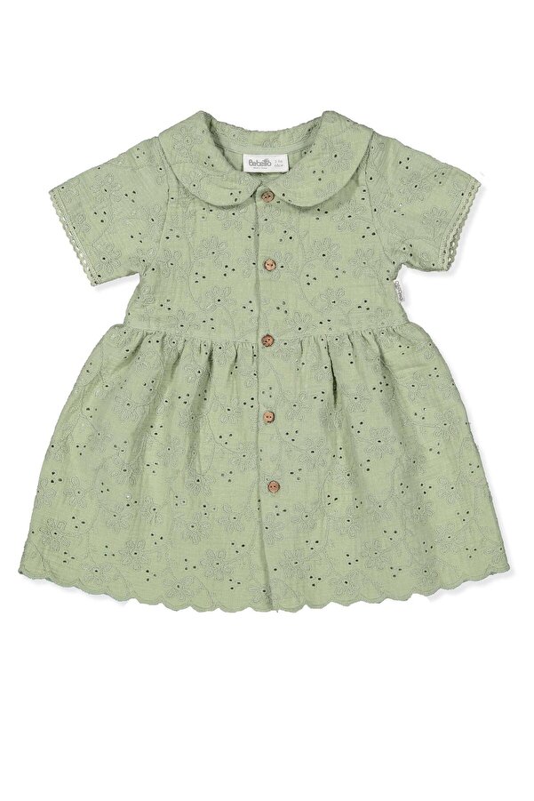 Bebetto DOKUMA ELBİSE (NATURAL VIOLET) YEŞİL