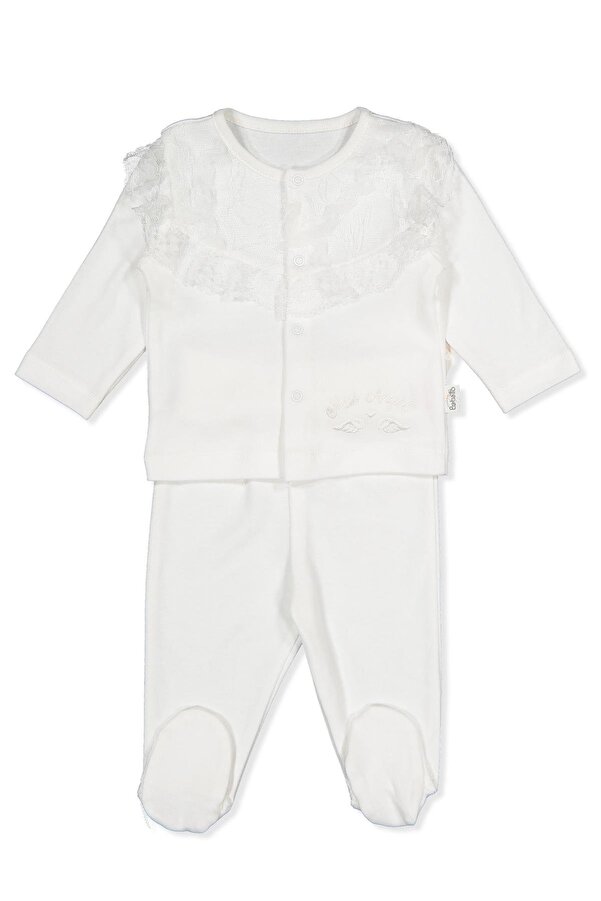 Bebetto İNTERLOK PATİKLİ PİJAMA TAKIMI 2Lİ (MISS ANGEL) EKRU